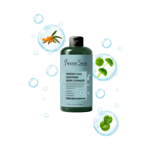 INSIDE SKIN Perfect CICA Soothing Body Cleanser is a soap-free cleanser that hydrates and soothes skin.