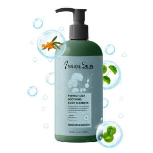 INSIDE SKIN Perfect CICA Soothing Body Cleanser is a soap-free cleanser that hydrates and soothes skin as it cleans.
